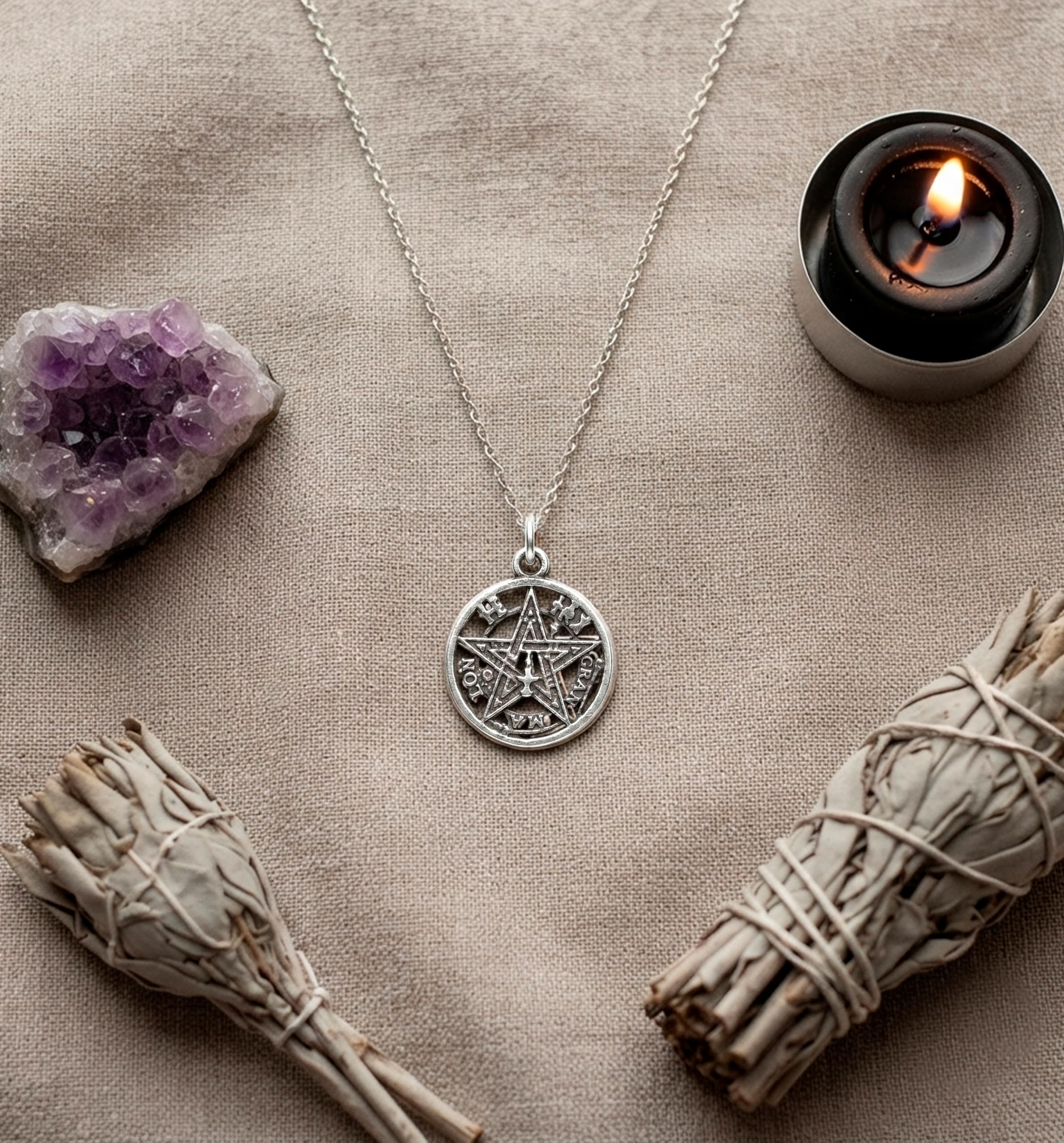 Only faith Collier tétragramme en argent sterling 925 avec chaîne italienne