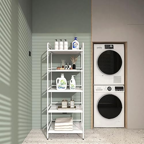 Miniatura 6 de HDANI Estantes de almacenamiento, estante de almacenamiento de metal de 5 niveles con estante, organizador de estantes, estantería de pie de garaje