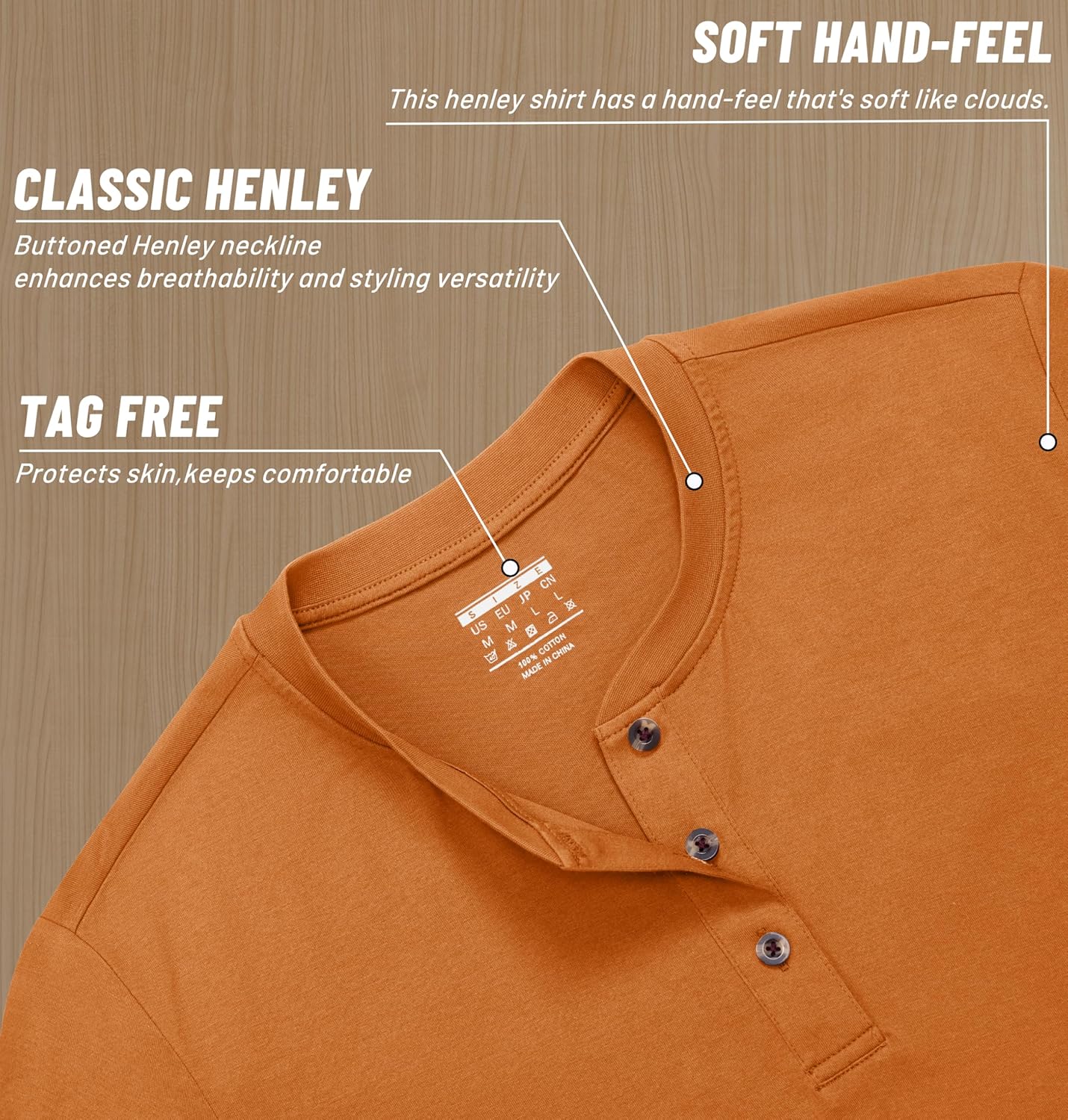 MAGNIVIT Men's Long Sleeve Henley Shirts Cotton 3-Button Spring Casual T-Shirts Solid Color Soft Basic Tops 2026 - Image 6