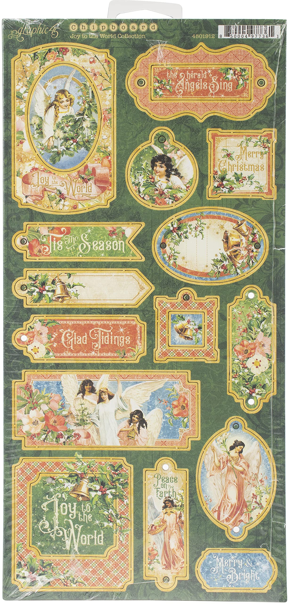Graphic 45 Joy to The World Chipboard Craft Paper, Multi