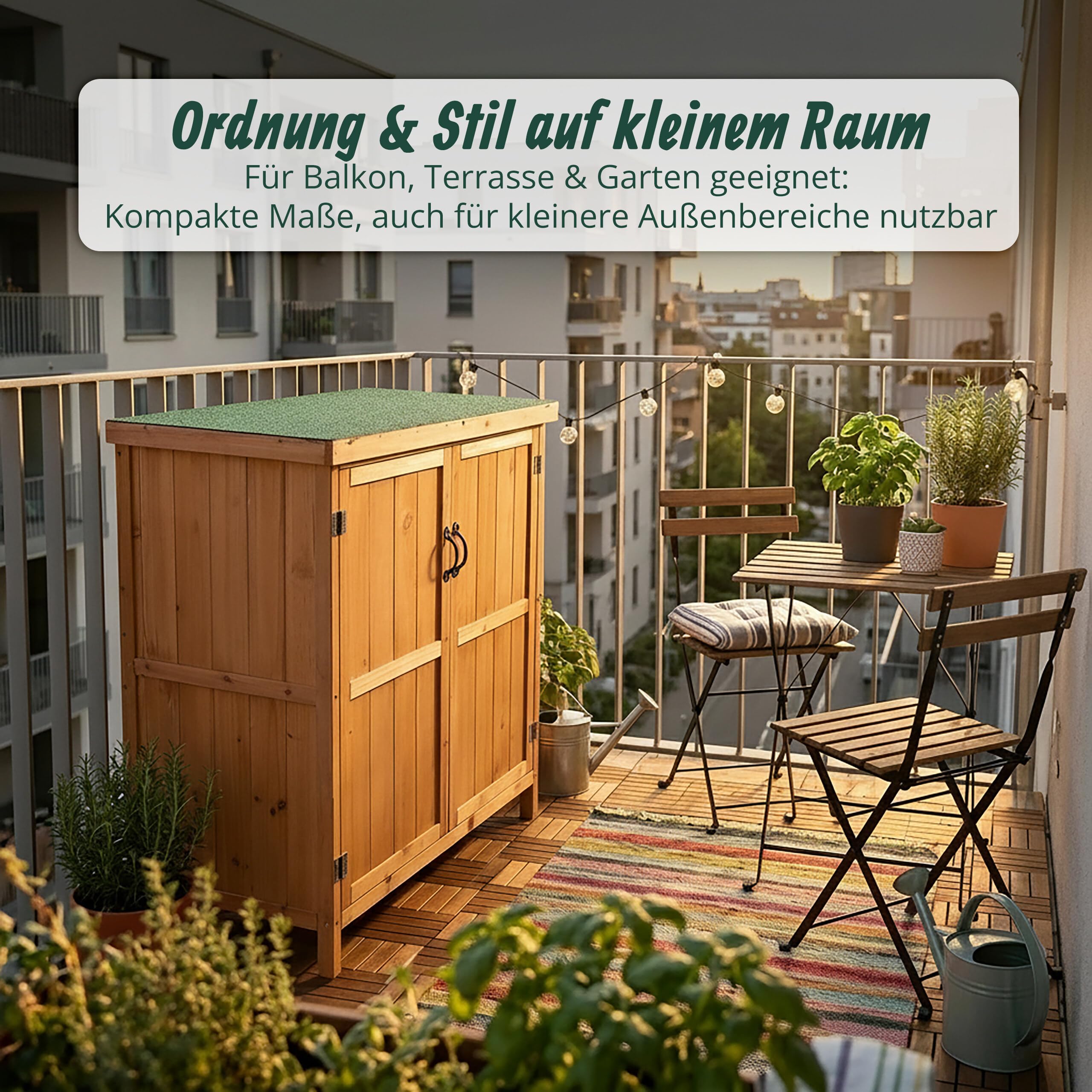 Relaxdays Gartenschrank, Holz, aufklappbares Dach, wetterfest, Einlegeboden, HBT: 88 x 75 x 44 cm, Gerätehaus, Hellbraun