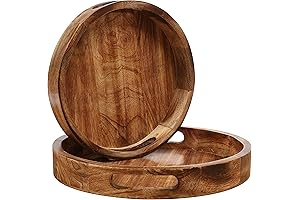 Set of 2 Countertop Wooden Fruit Tray Baskets, Organizer Crates