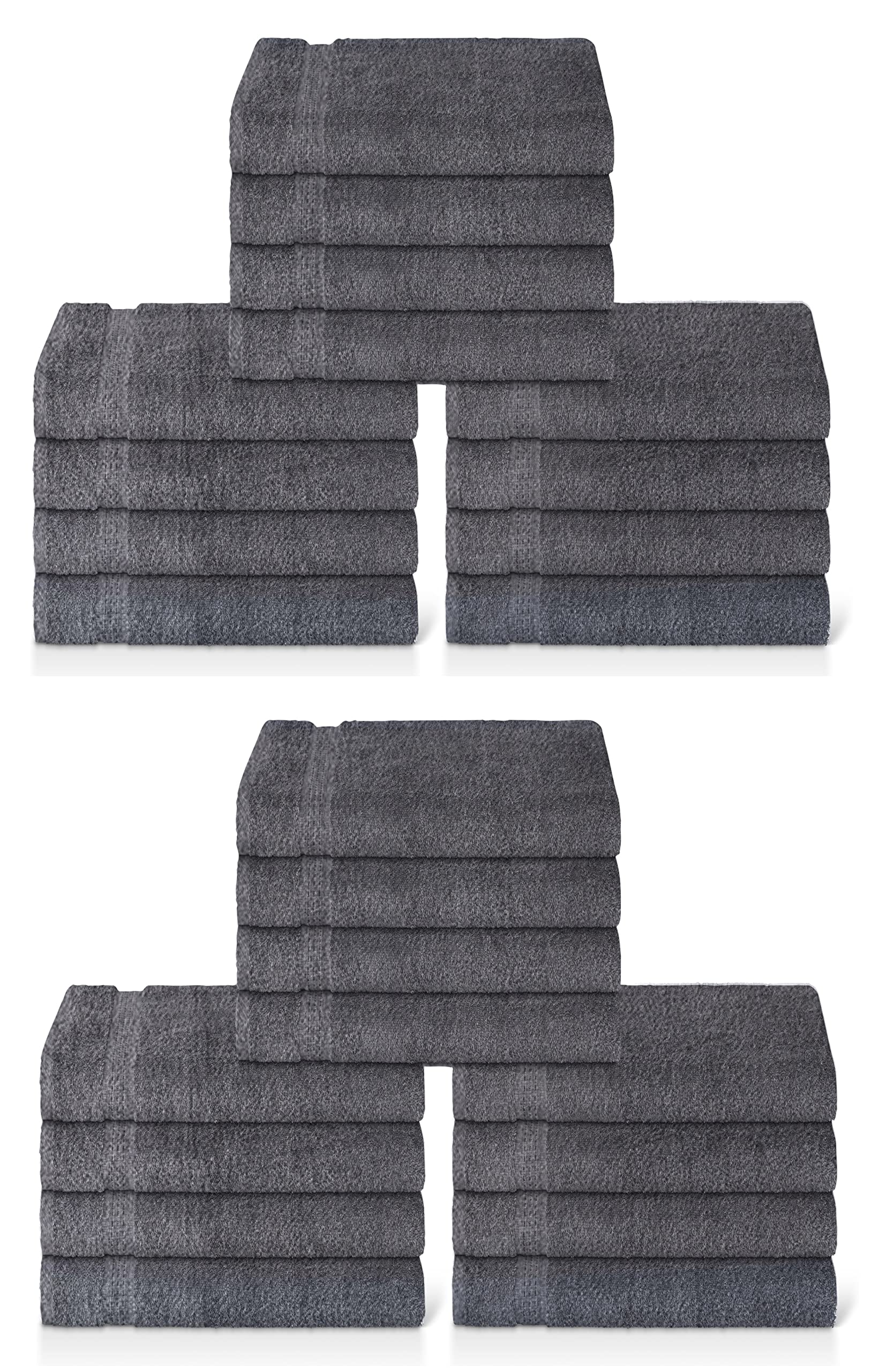 Panzy 12 or 24 Cotton Washcloths Set - 30 x 30 cm, White - 100% Ring Spun Cotton, Premium Quality Flannel Face Cloths, Highly Absorbent and Soft Feel Fingertip Towels (Charcoal, 24)