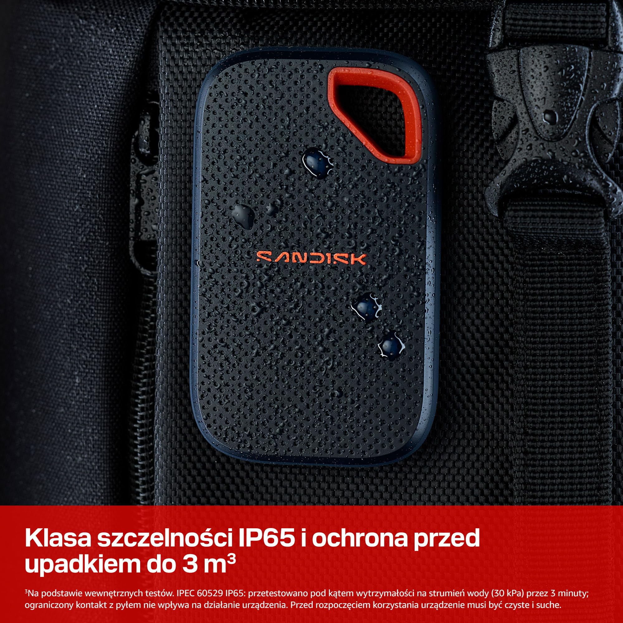 SANDISK Extreme Portable SSD Przenośny dysk 4 TB (szybkości przesyłania do 2000 MB/s, USB Type-C, stopień ochrony IP65, ochrona przed upadkiem z wysokości do 3 metrów)