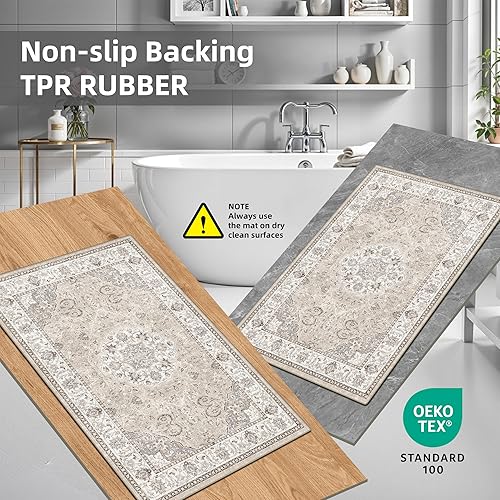 Miniatura 283 de Alfombra lavable para pasillo y de cocina, alfombra de entrada, vintage, suave para el suelo, alfombra antideslizante para interiores, para baño