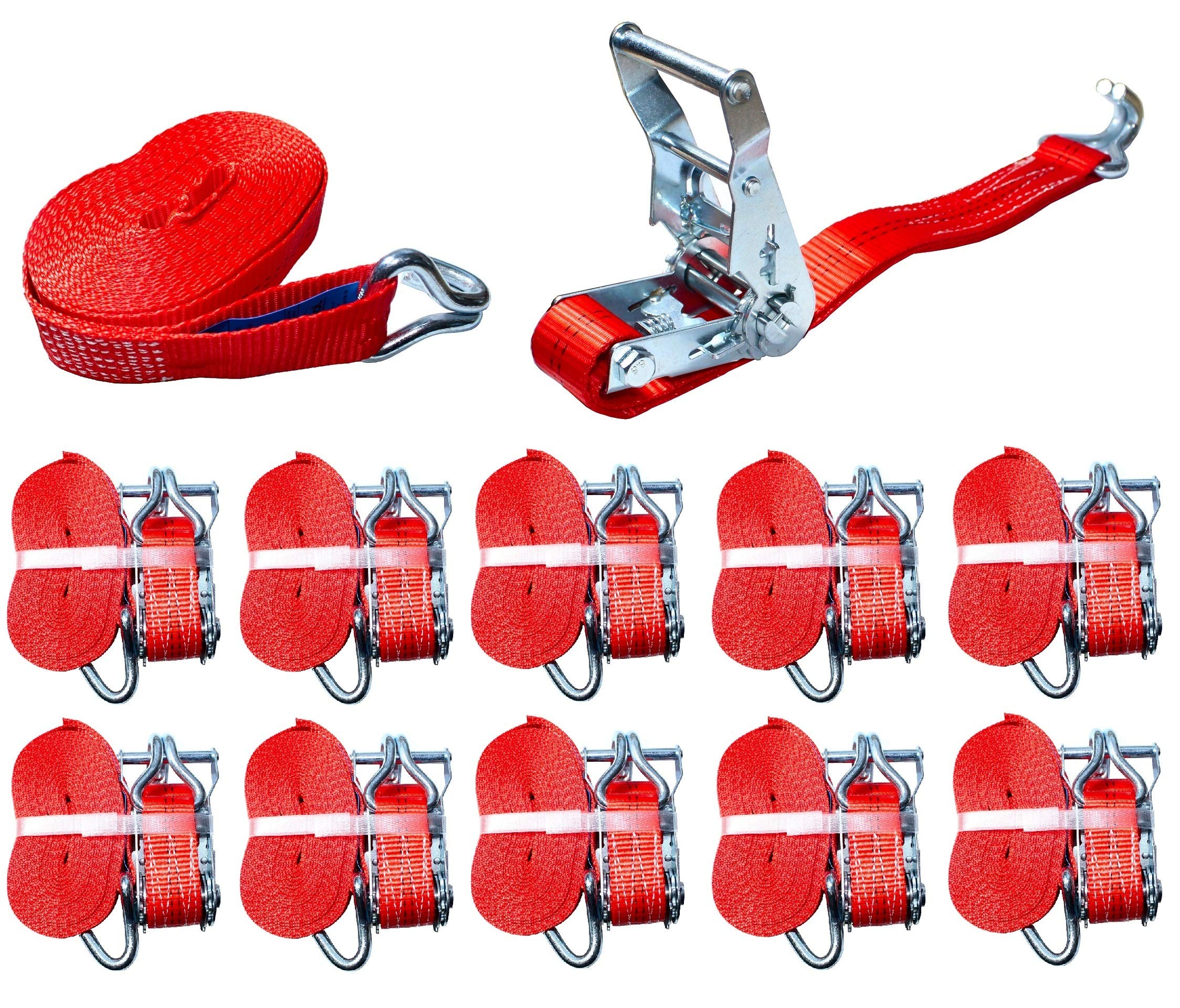 10 x 1000 / 2000kg 6m 2t Profi Spanngurt 2 teilig zweiteilig Ratschengurt Zurrgurte DIN EN 12195-2