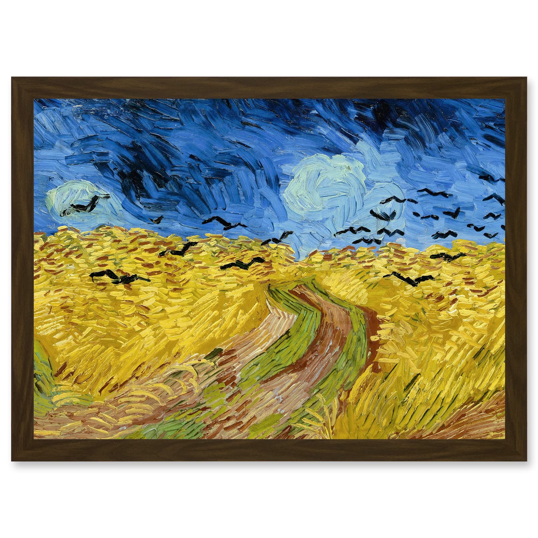Artery8 Van Gogh Wheatfield With Crows Painting Artwork Framed Wall Art Print A4