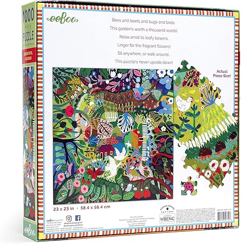 Miniatura 3 de eeBoo Piece and Love Bountiful Garden - Rompecabezas cuadrado de 1000 piezas para adultos, brillante, piezas resistentes, polvo de rompecabezas