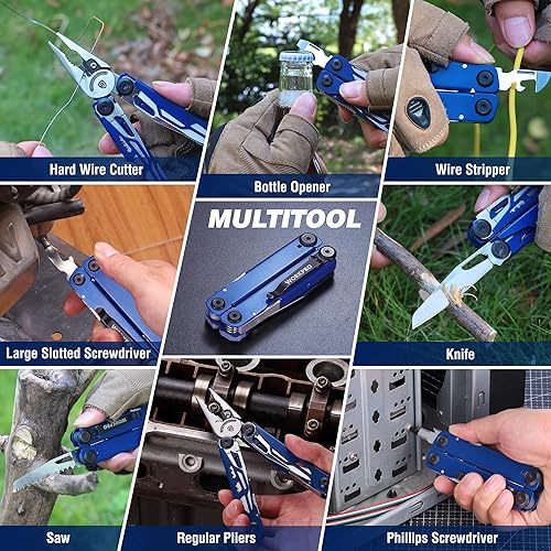 Miniatura 6 de WORKPRO Mutitool 24 en 1, alicates multiherramienta de acero inoxidable con navaja de bolsillo y destornilladores, multiherramienta EDC