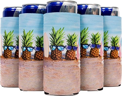 QualityPerfection Fundas delgadas para enfriar latas, diseño de cervezabebida energética de neopreno de 12 onzas, termoenfriadores para bebidas