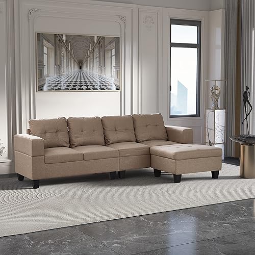 Winforce Factory Directly Supply 98.5'' Khaki Modern Fabric Couch, L