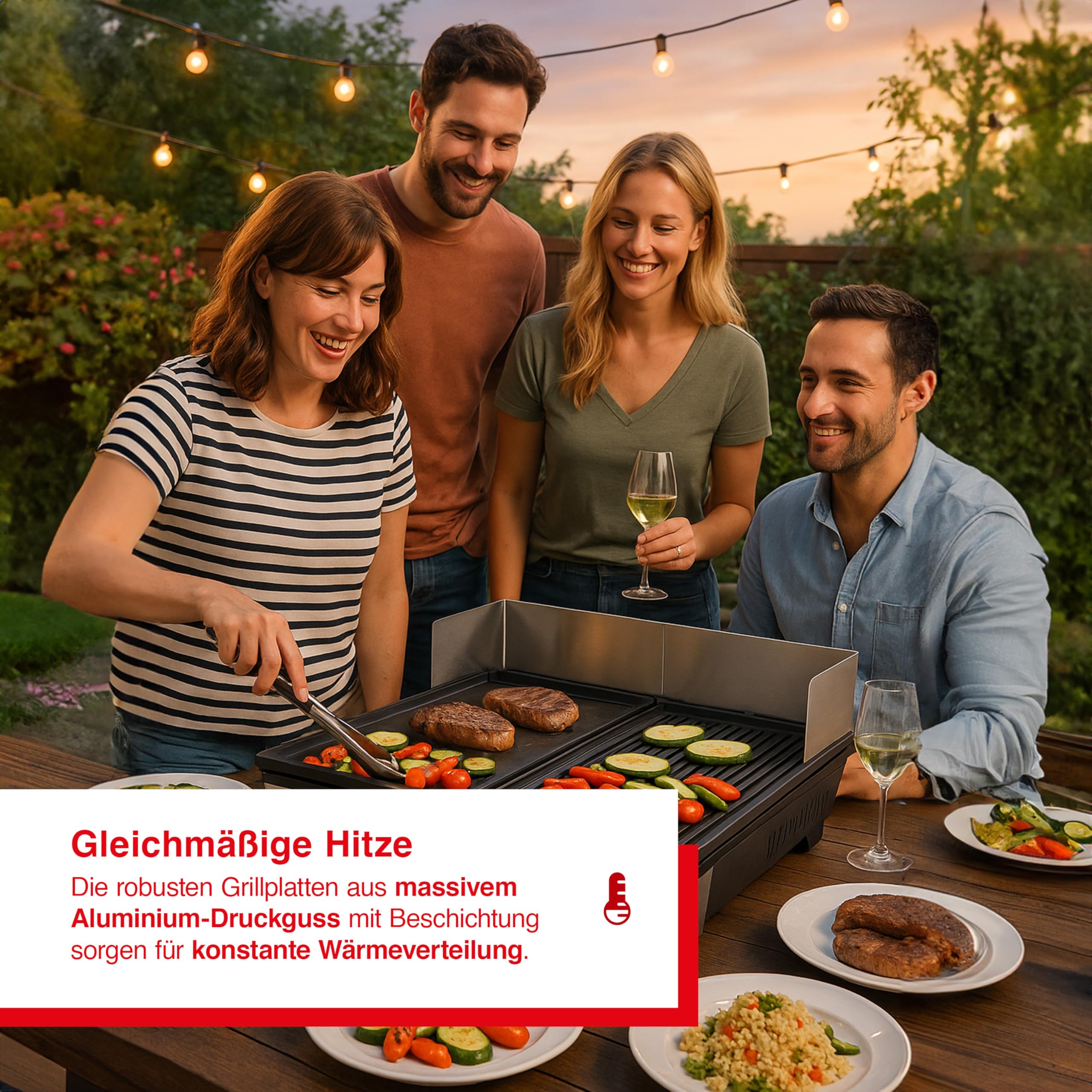 Solis Deli Grill 7951 - Elektrogrill - Grill Inklusive Spritzschutz und 2 Spachteln - Tischgrill Elektrisch - Edelstahl | 2200 W, Fettablauf und Auffangschale, Abnehmbare Grillplatten, Spritzschutz, Für Balkon, Garten und Küche