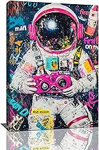 exroozy Banksy Astronaut Wall Art Pop Culture Graffiti Street Art Painting Pictures Wall Decor Framed Canvas Prints Modern Gifts for Man Artwork Home Decor for Bedroom Living Room Office 16"x24"