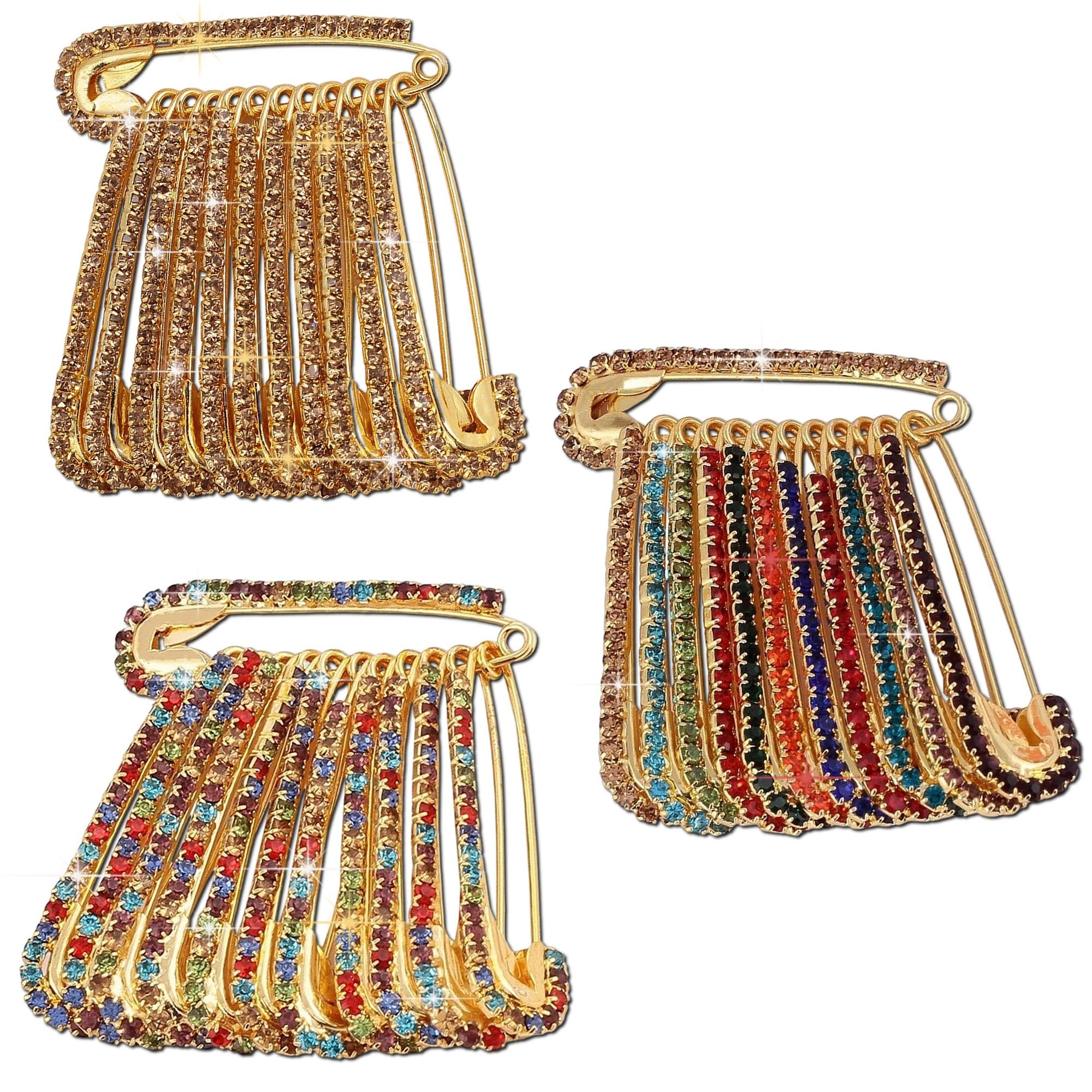 VAMA Multicolor Rhinestone Safety Saree Pins Brooches Sweater Shawl Clips Faux Crystal Brooches Shiny Brooch Pins for Clothing Dress Pants Skirt Dressing Accessories (Fancy Rhinestone Safety Pin) (B0D94B6DLJ) Amazon Price History, Amazon Price Tracker