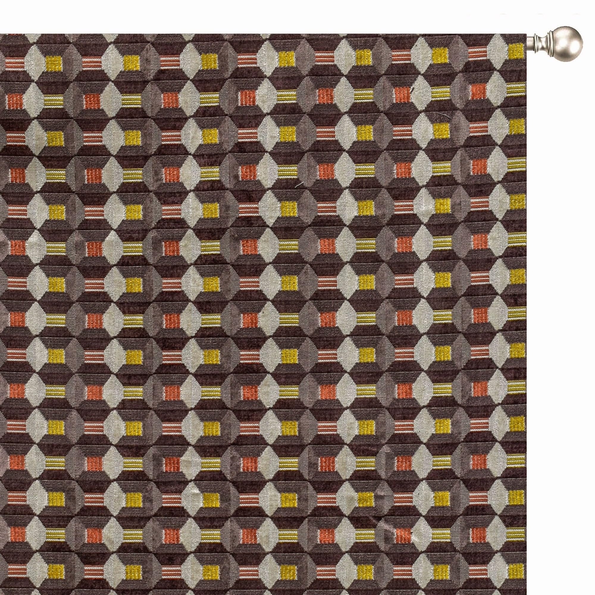 Tienda de tejidos directa Marrón y gris Terciopelo Jacquard Tela Por metro, 12 metros continuos 140 centímetros ancho Abstracto Marrón Al por mayor Terciopelo Tapicería Tela para Cortinas