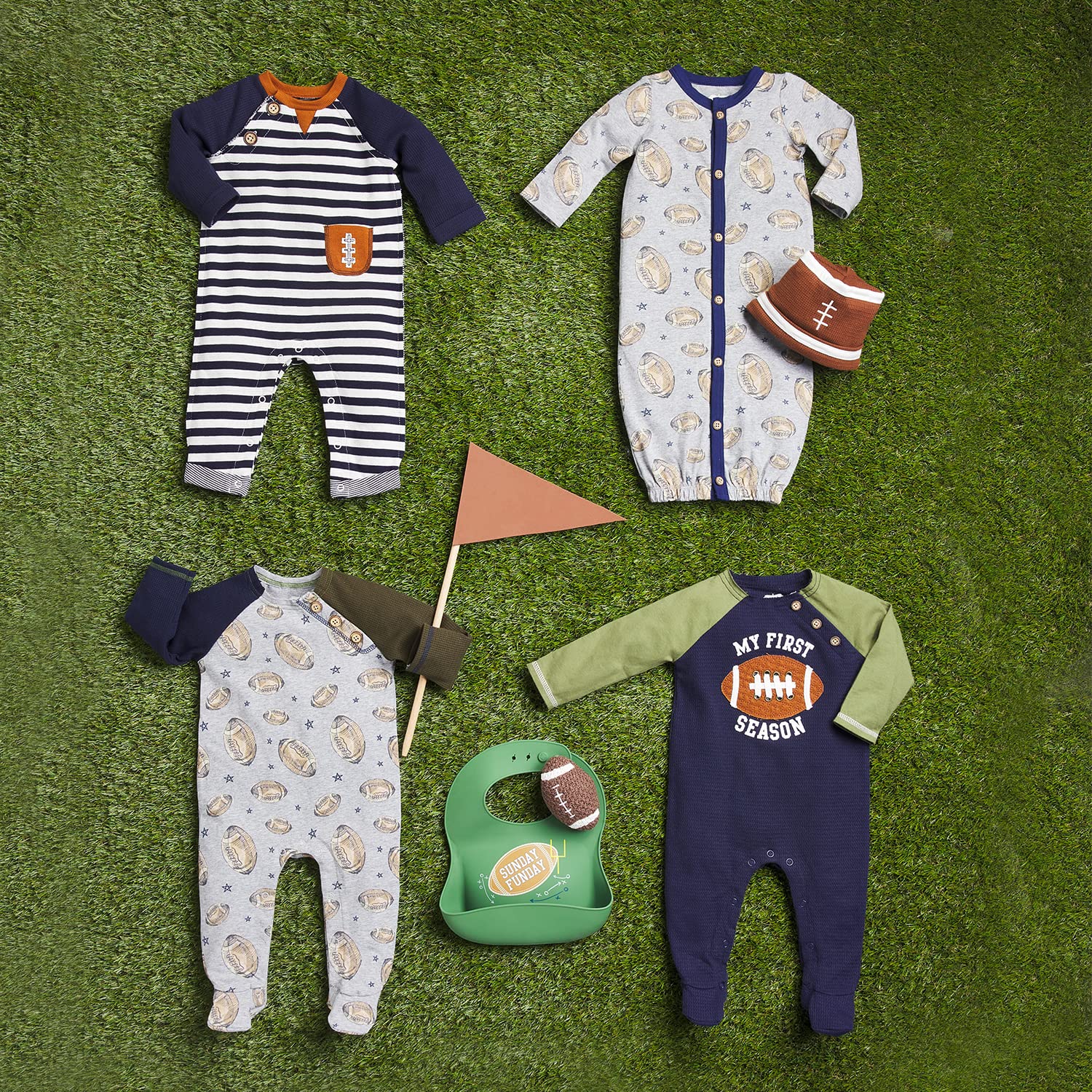 Mud Pie baby boys Mud Pie Boy Football Sleeper Gray 0 3 Months, Gray, 0-3 Months US