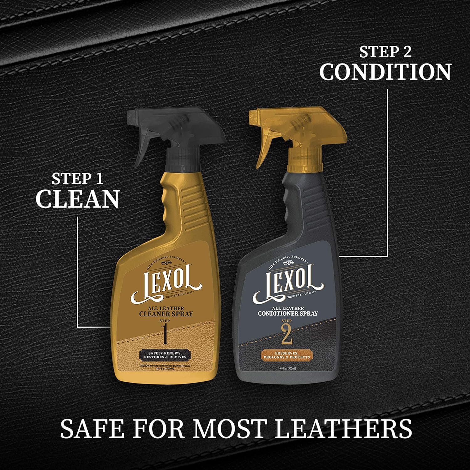 Lexol Trigger Spray Cleaner and Conditioner Kit with 2 Applicators (4 Items) - Foaming Car Leather Cleaner and Conditioner Kit : Automotive