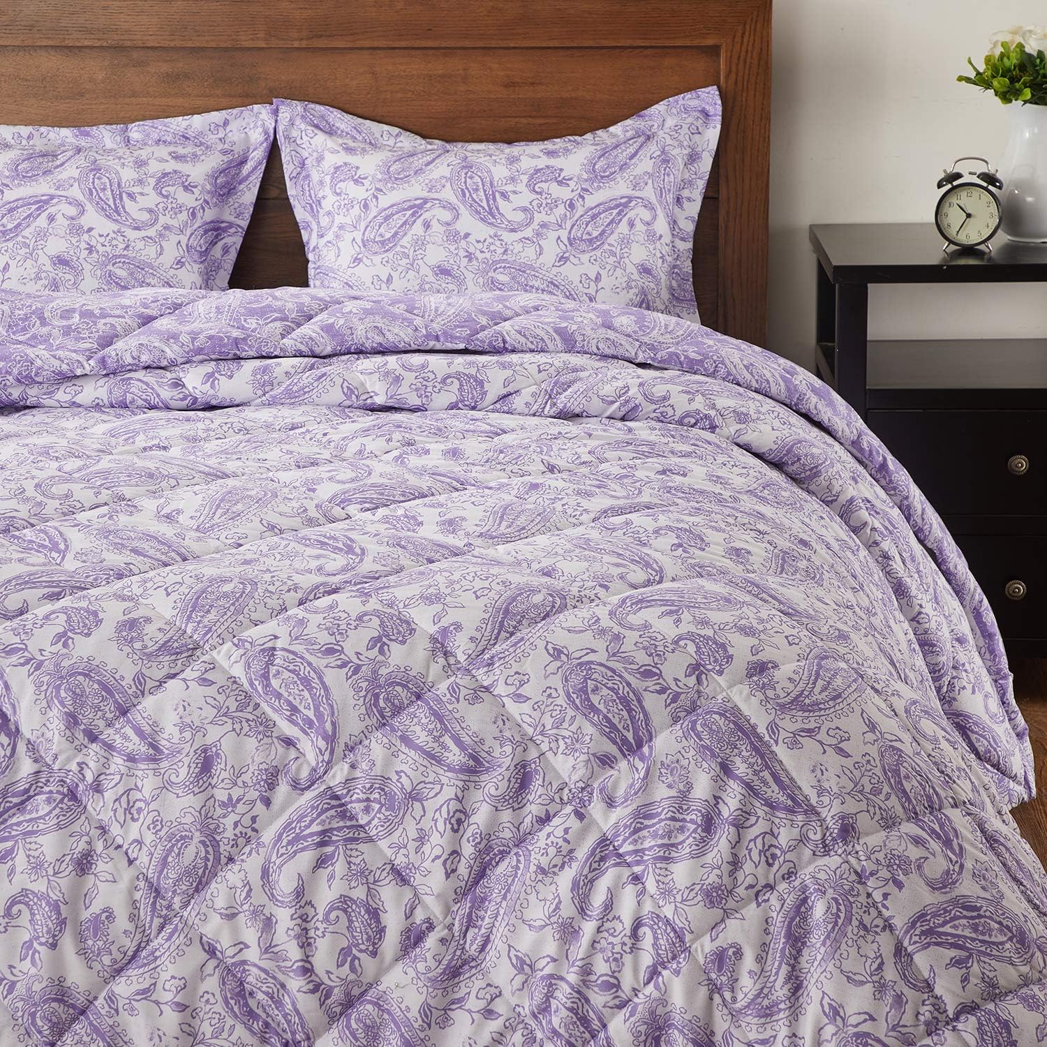 downluxe Down Alternative Twin Comforter Set - Reversible Paisley Design Comforter with 1 Pillow Sham, Sand Verbena