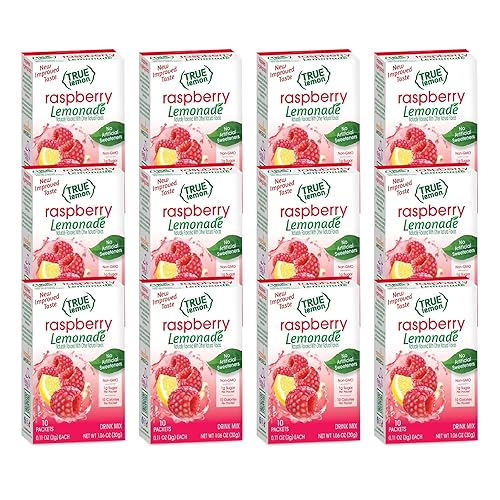 Miniatura 4 de True Lemon - Mezcla de bebida saborizante de agua, limonada de frambuesa, sin sabores ni conservantes artificiales, sin OGM, 10 unidades, 1.06 onzas