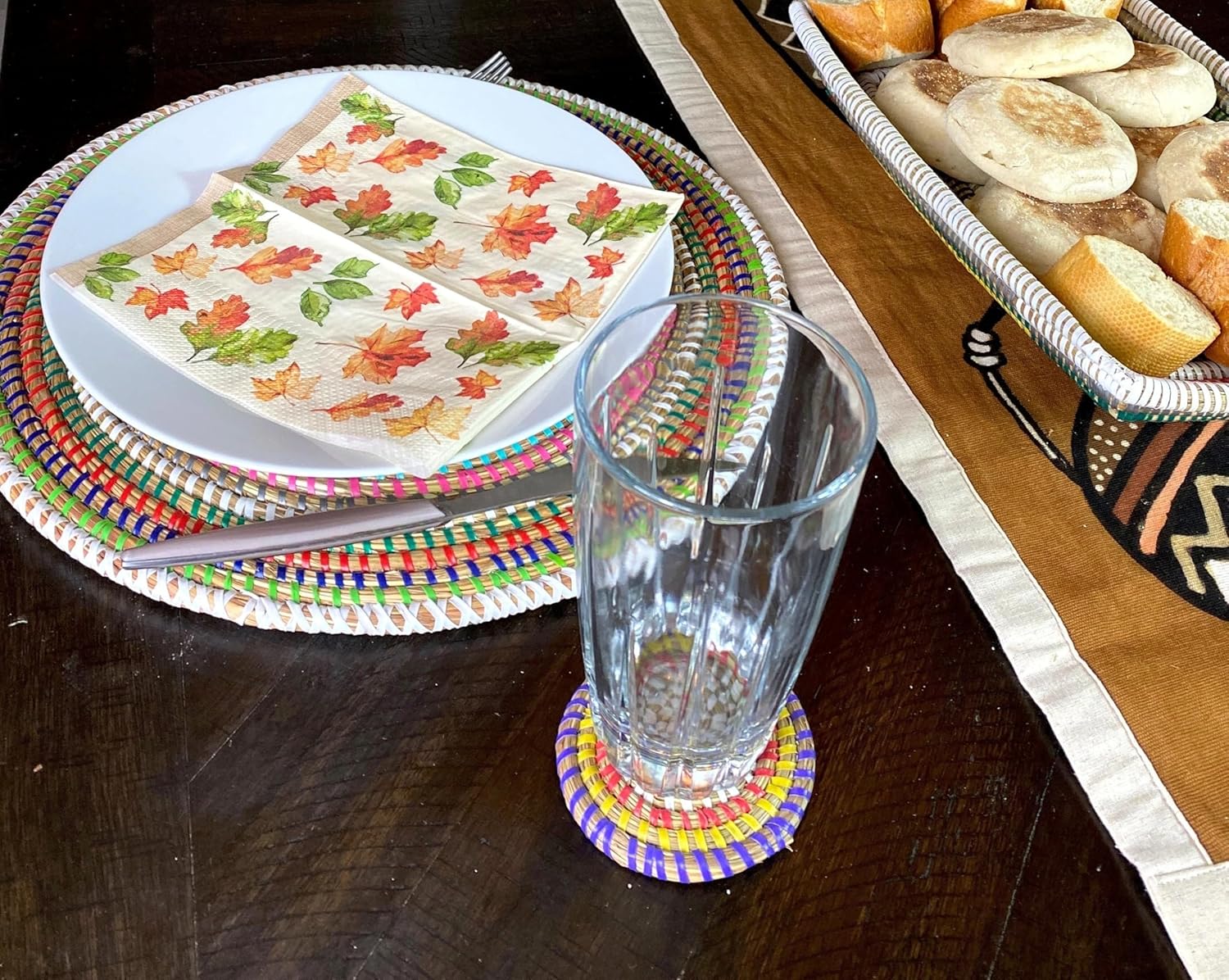 Handmade Senegalese Coasters - Set of 4 - Woven Grass & Recycled Plastic