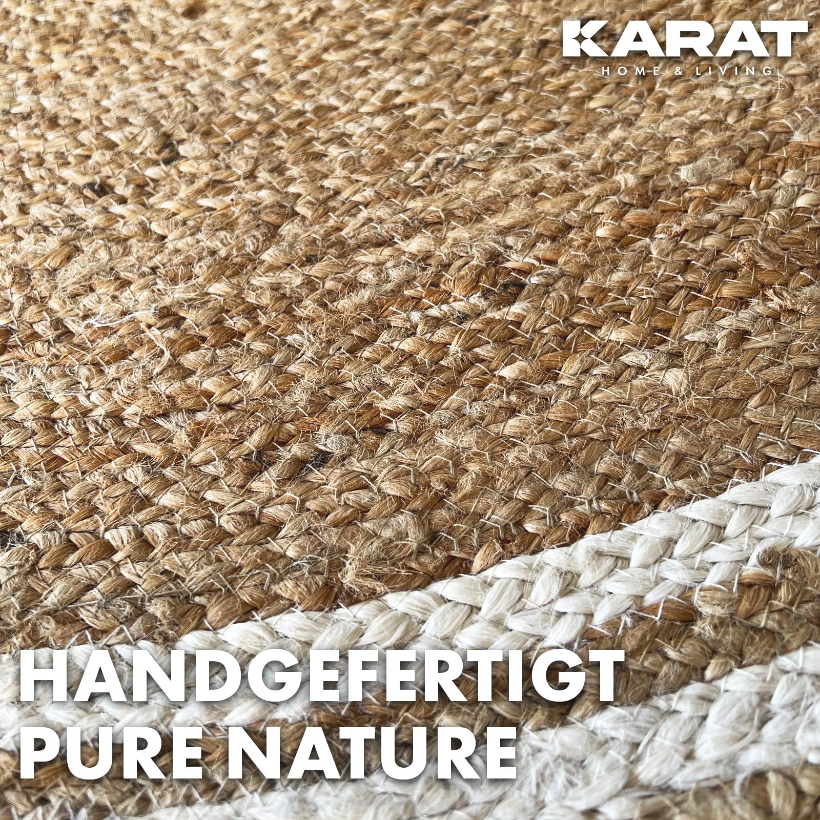 KARAT alfombrar redonda de yute de 200 cm de diámetro, rafia 100% fibra natural, tejido a mano, robusta y resistente al desgarro para cocina y salón (Mumbai)