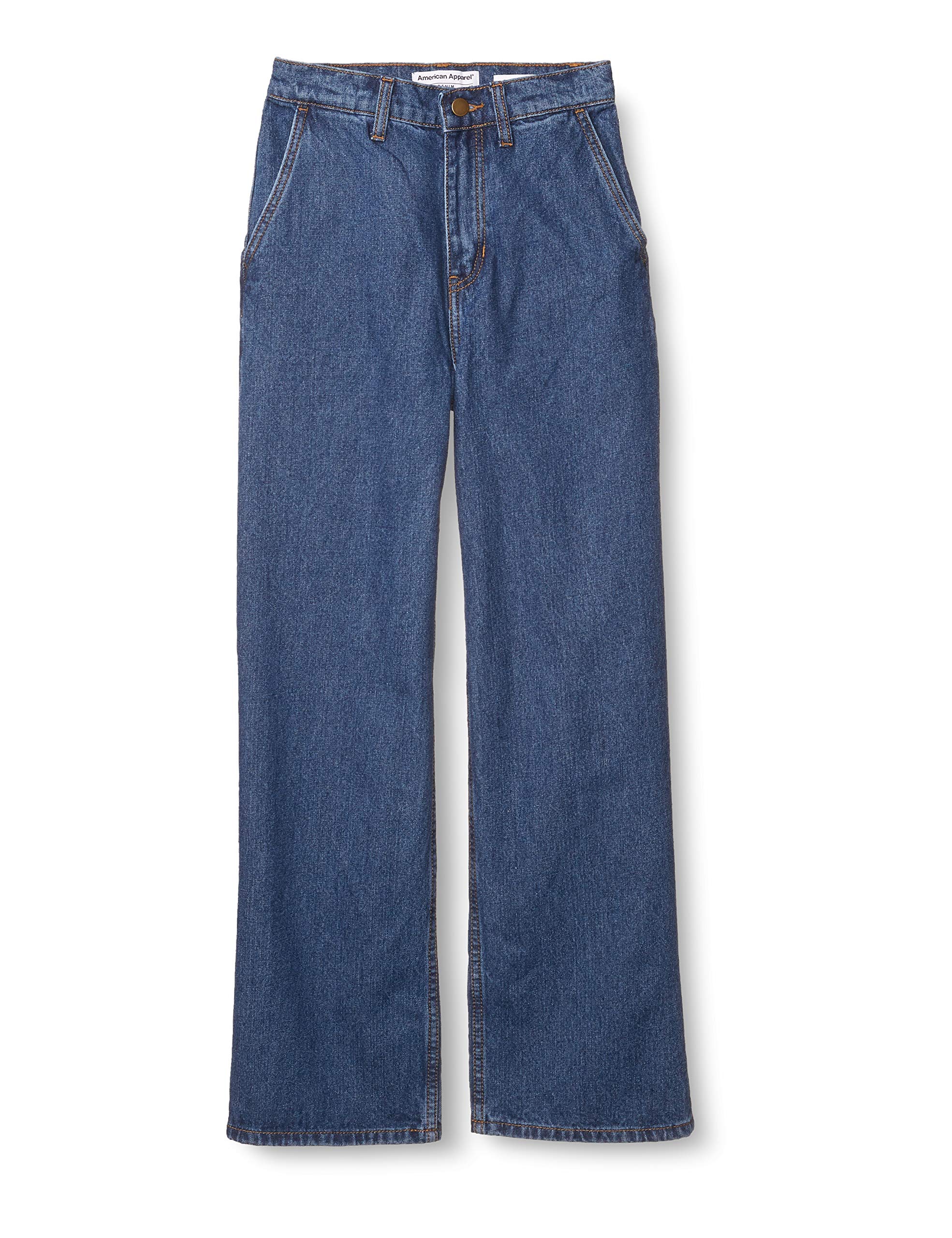 American Apparel Jeans Crop Gamba Larga, Lavaggio Medio, 29W x 27L Donna