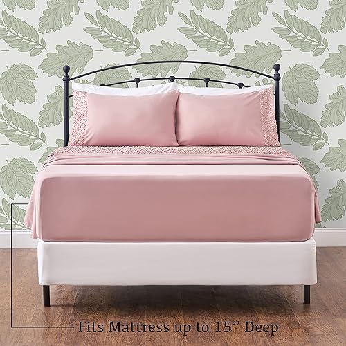 Miniatura 4 de Chanasya Juego de sábanas recortadas de alta calidad  Juego de sábanas de microfibra sólida recortadas con textura suave  Sábana bajera, sábana