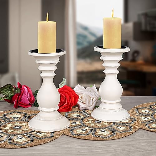 Miniatura 5 de Portavelas de madera, candelabros, portavelas, portavelas Unity, columnas torneadas redondeadas, regalo de estilo rural para bodas, fiestas, hogar,