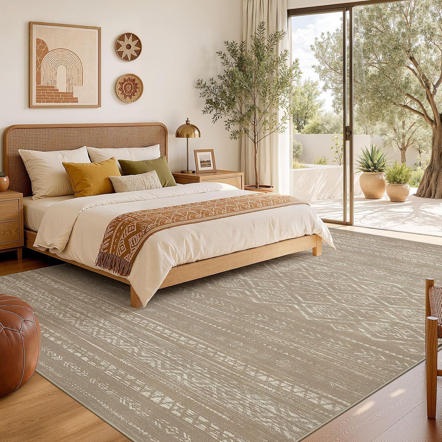 Nakagishi Area Rug Living Room Rugs: 5x7 Large Soft Machine Washable Boho Moroccan FarmNeutral Stain Resistant Indoor Floor Carpet for Bedroom Under Dining Table Home Office Decor-Dark Brown thumbnail