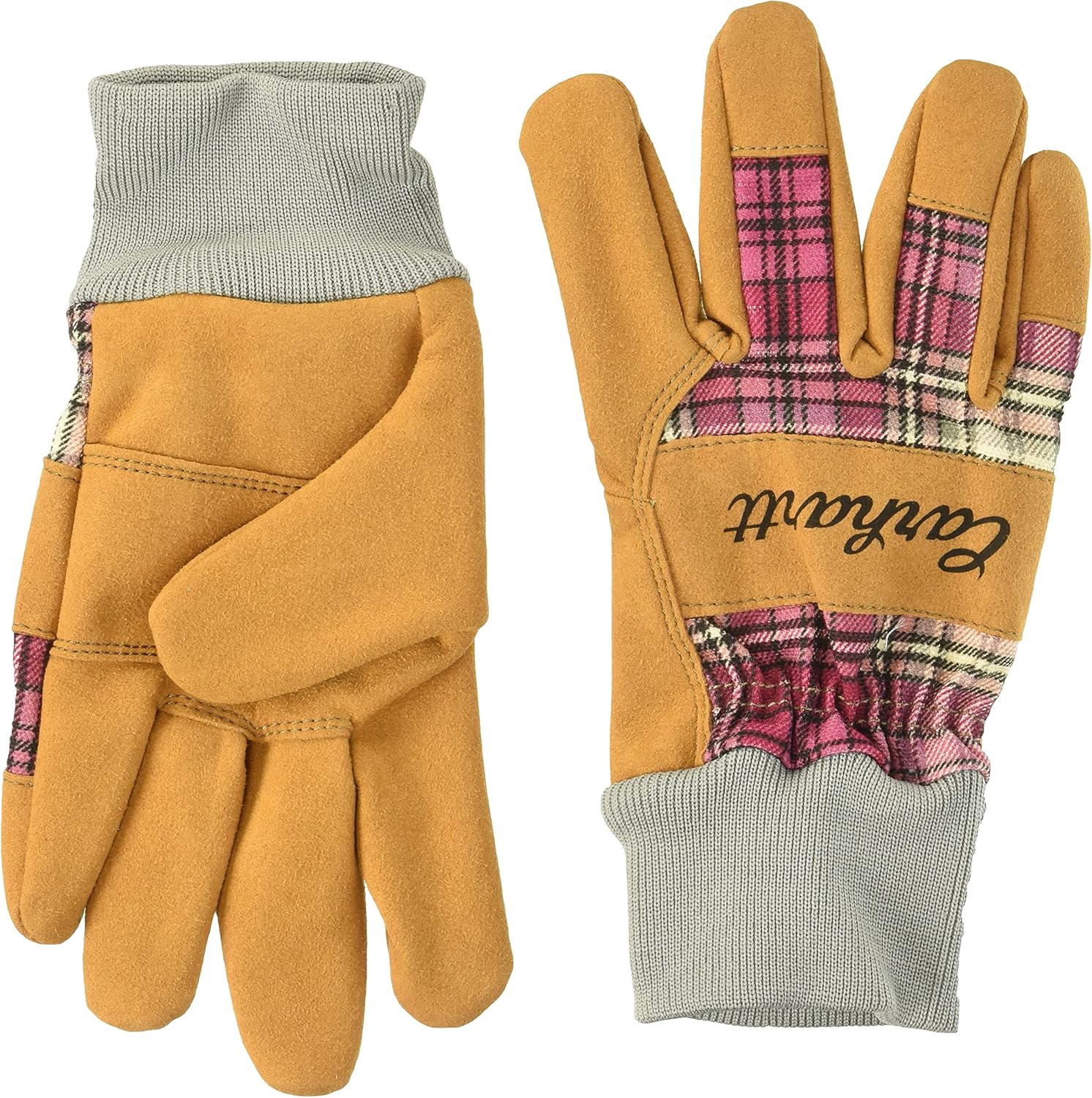 Carhartt Women's Suede Work-Knit Gloves Medium, Wild Rose Plaid | eBay