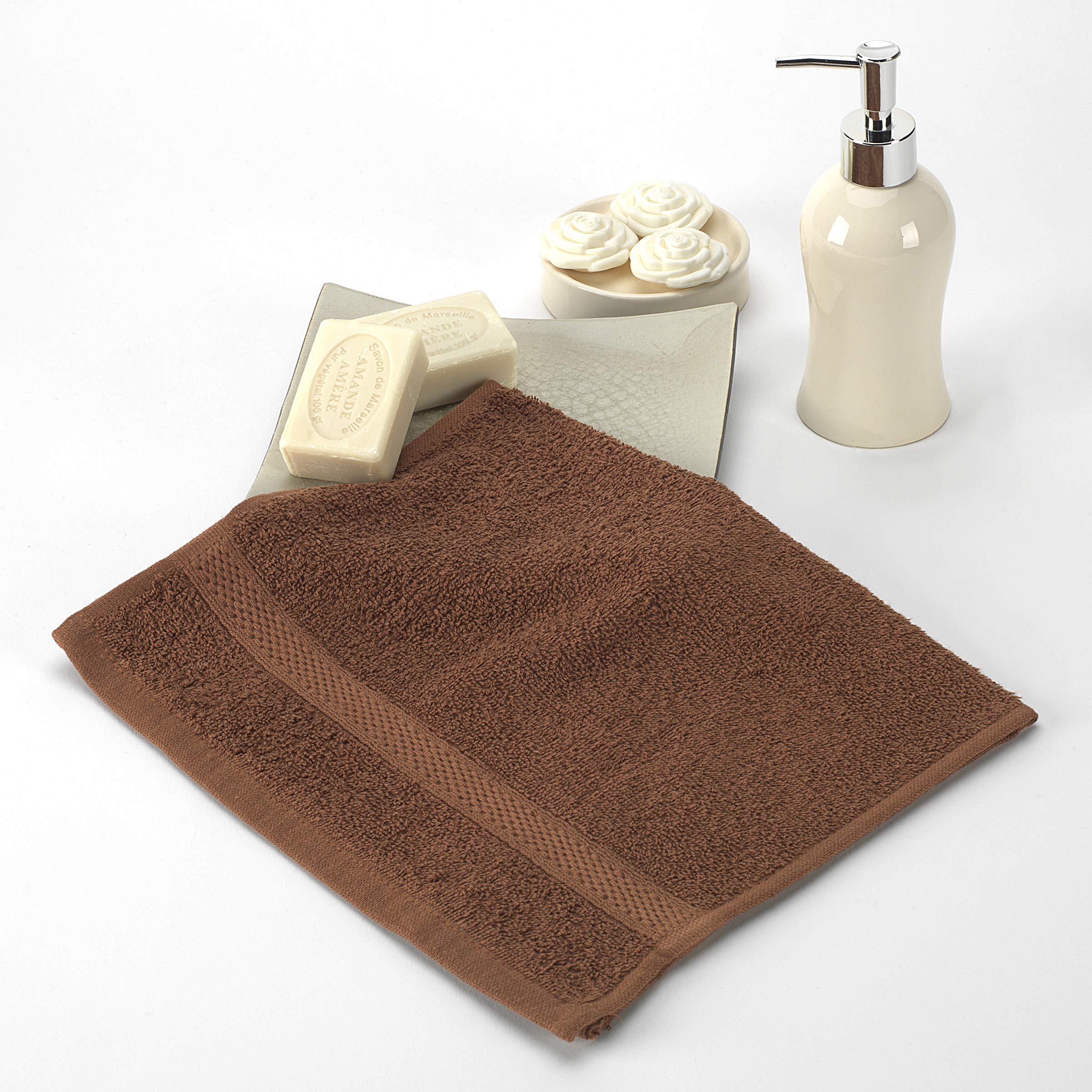 Boncasa Lot de 3 serviettes 100 % coton peigné (non régénéré) - Qualité Ring Spun - Toucher doux - 450 g/m² (set 3 pièces, vert foncé