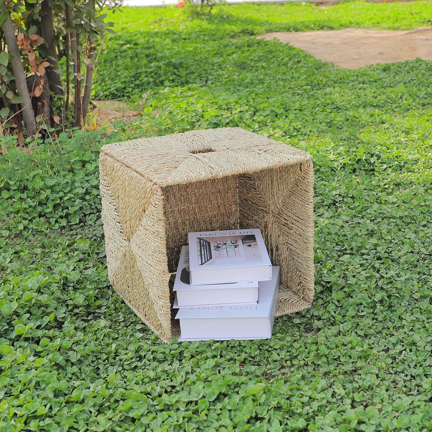 Seaweed Storage Basket, Rectangular Foldable Handwoven Storage Box, Suitable for Organizing Shelves, Living Room, Bedroom, and Storage Room.