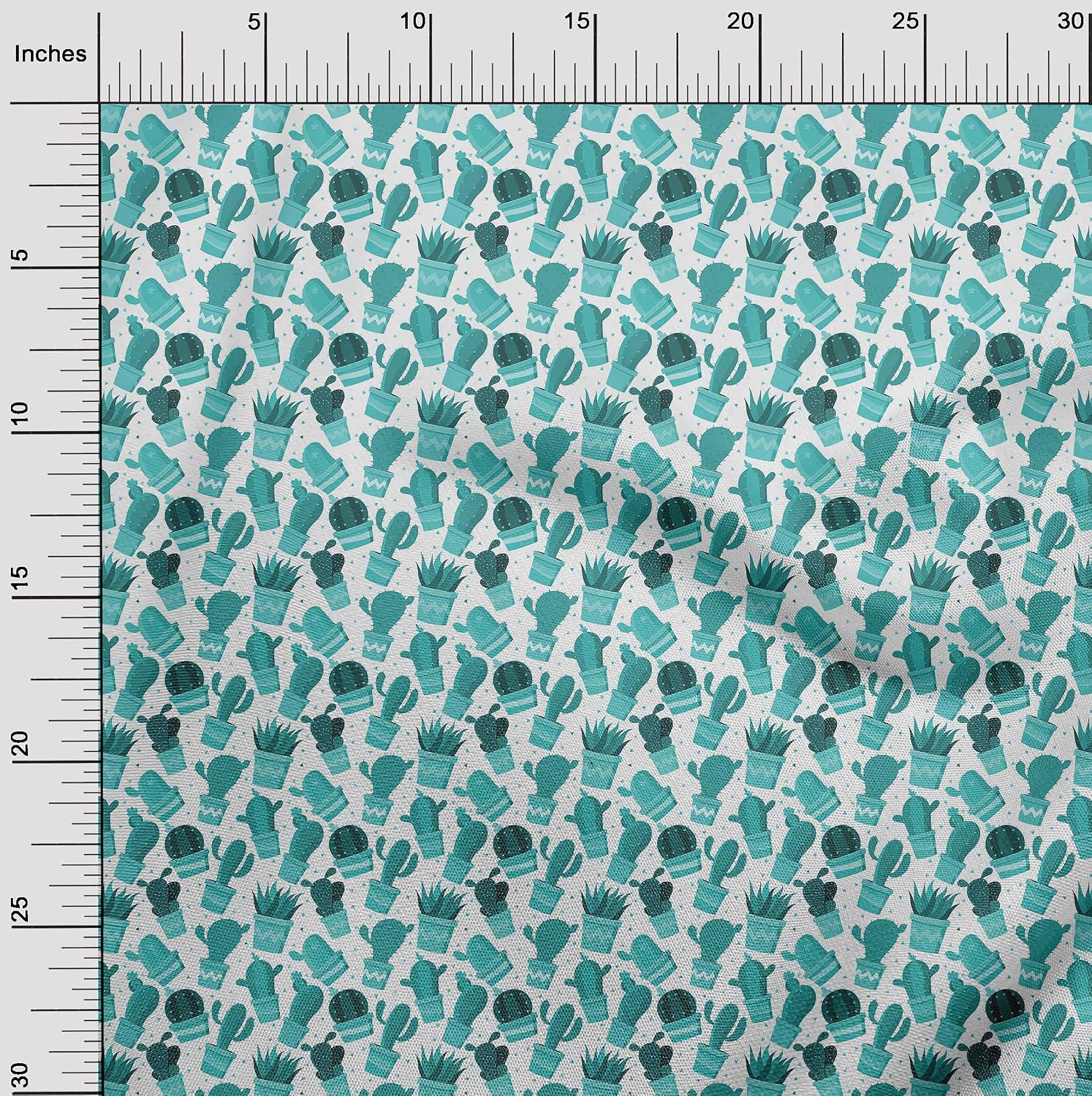 oneOone Cotton Flex Dusty Teal Green Fabric Cactus Sewing Craft Projects Fabric Prints by Yard 40 Inch Wide