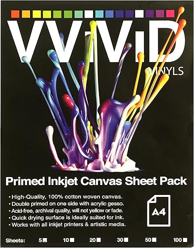 Miniatura 8 de VViViD Lienzo de inyección de tinta 100% algodón real imprimible LTR 8.5 x 11, 125 libras. 340gsm 17mil (30 hojas)