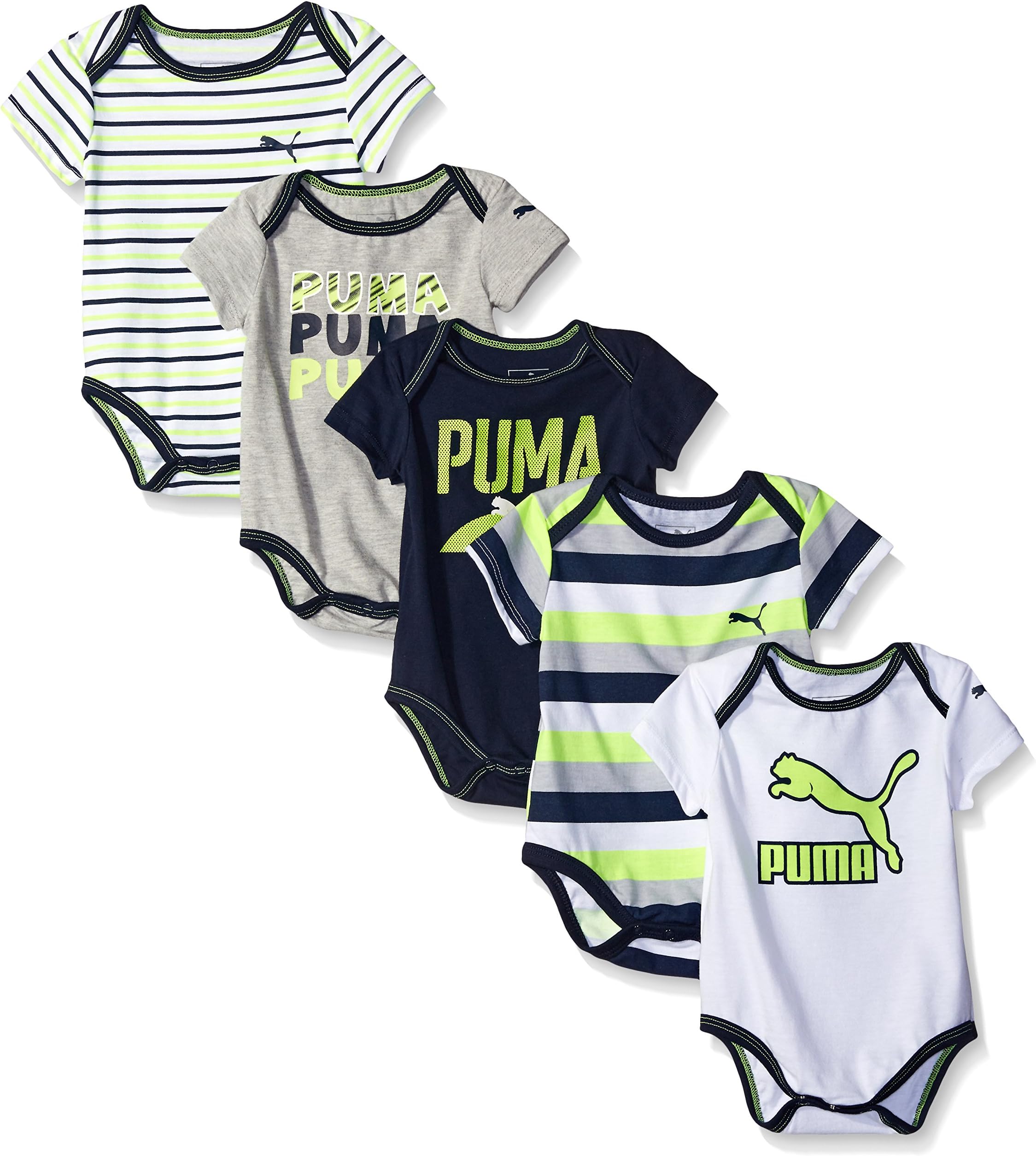 PUMA Baby Boys' 5-Pack Bodysuit Pack
