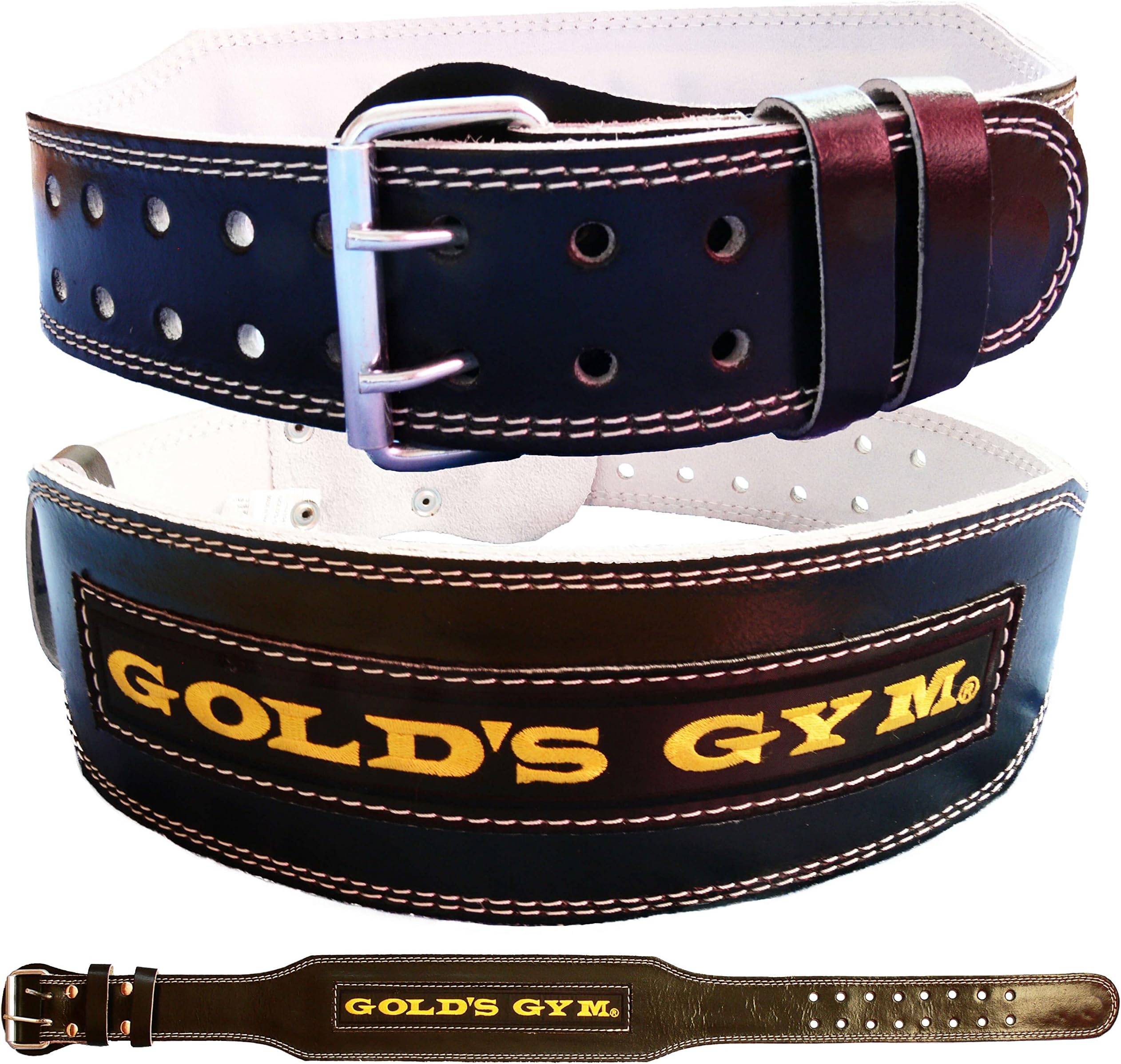 Golds Gym Leather Weight Lifting Belt 4" Training Bodybuilding Lumbar Support