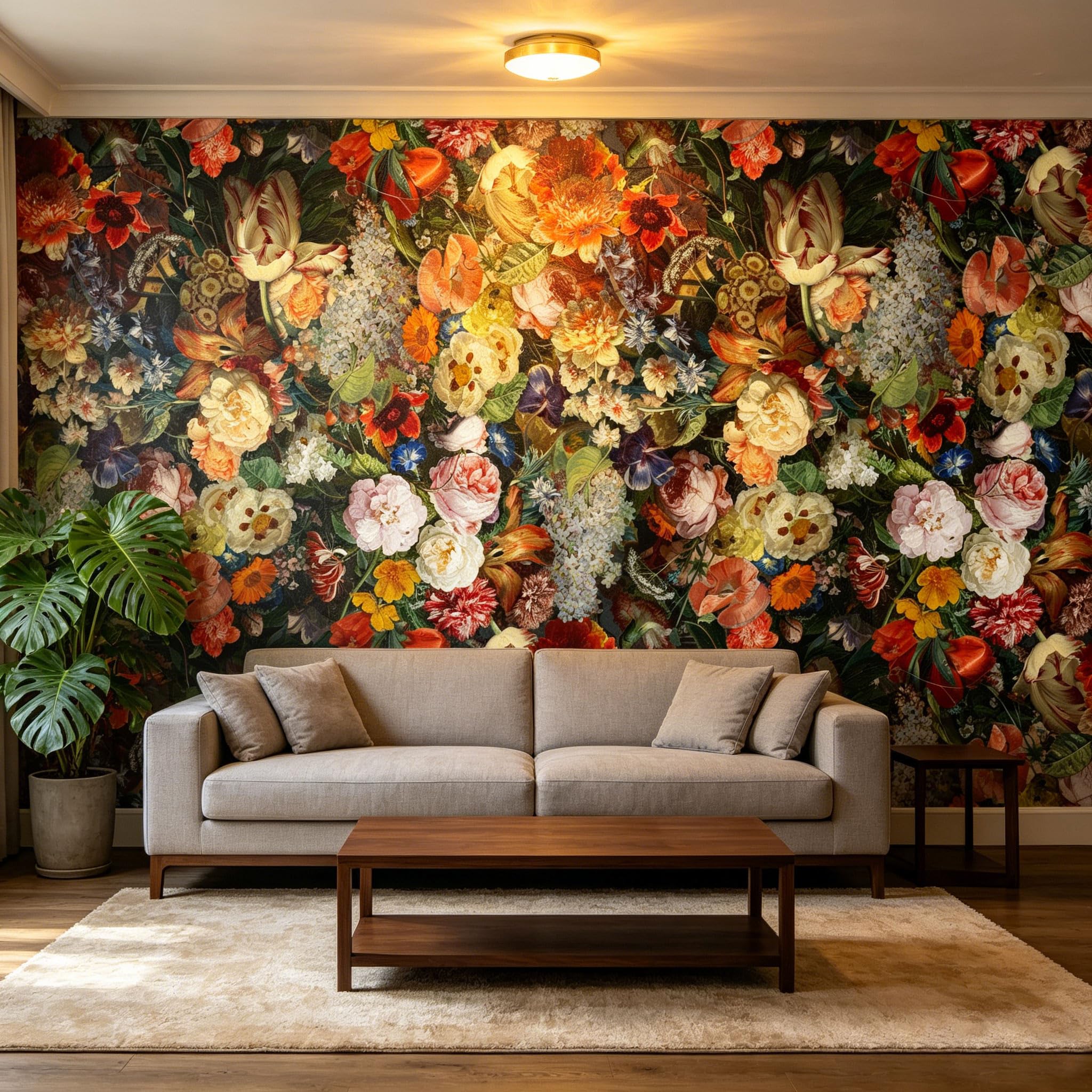 Murales de pared grandes de flores para renovar paredes dañadas sin obras en el dormitorio