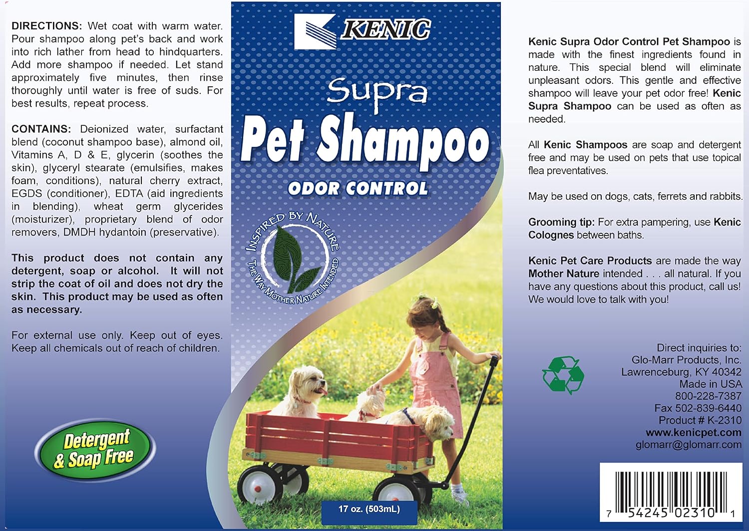 Kenic Supra Odor Control Dog Shampoo, Deodorizing Deep Clean, Naturally Derived Ingredients, Eliminates Tough Pet Odors, Made in USA image 4