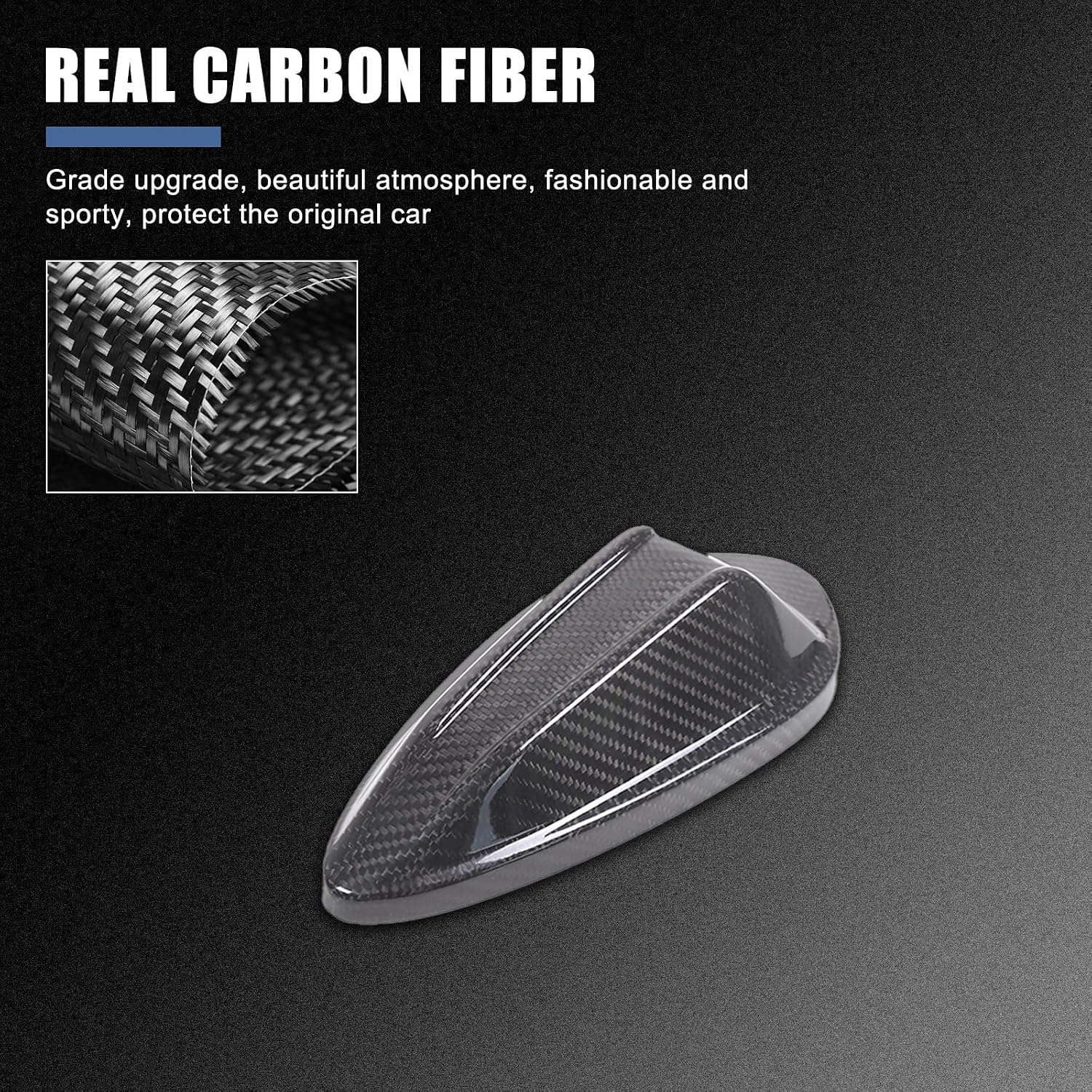 Car Roof Shark Fin Antenna Cover Compatible with BMW 3 Series G20 2023-2025, Dry Carbon Fiber Automotive Top Roof Aerials AM/FM Radio Signal Base Trim Accessories 1PCS (Black Carbon)