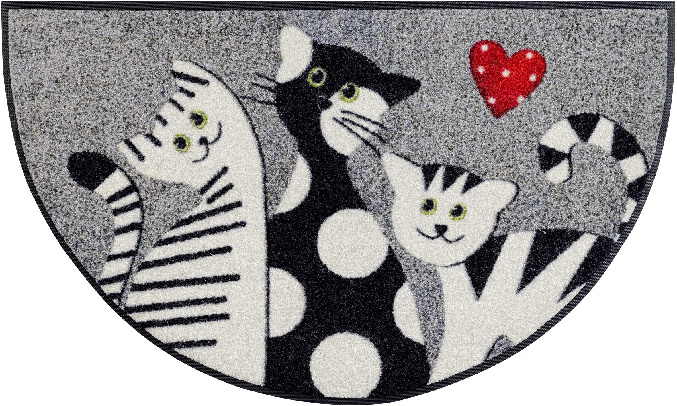 wash+dry Wycieraczka, Round Cat Trio 50 x 85 cm szara, do wewnątrz i na zewnątrz, nadaje się do prania