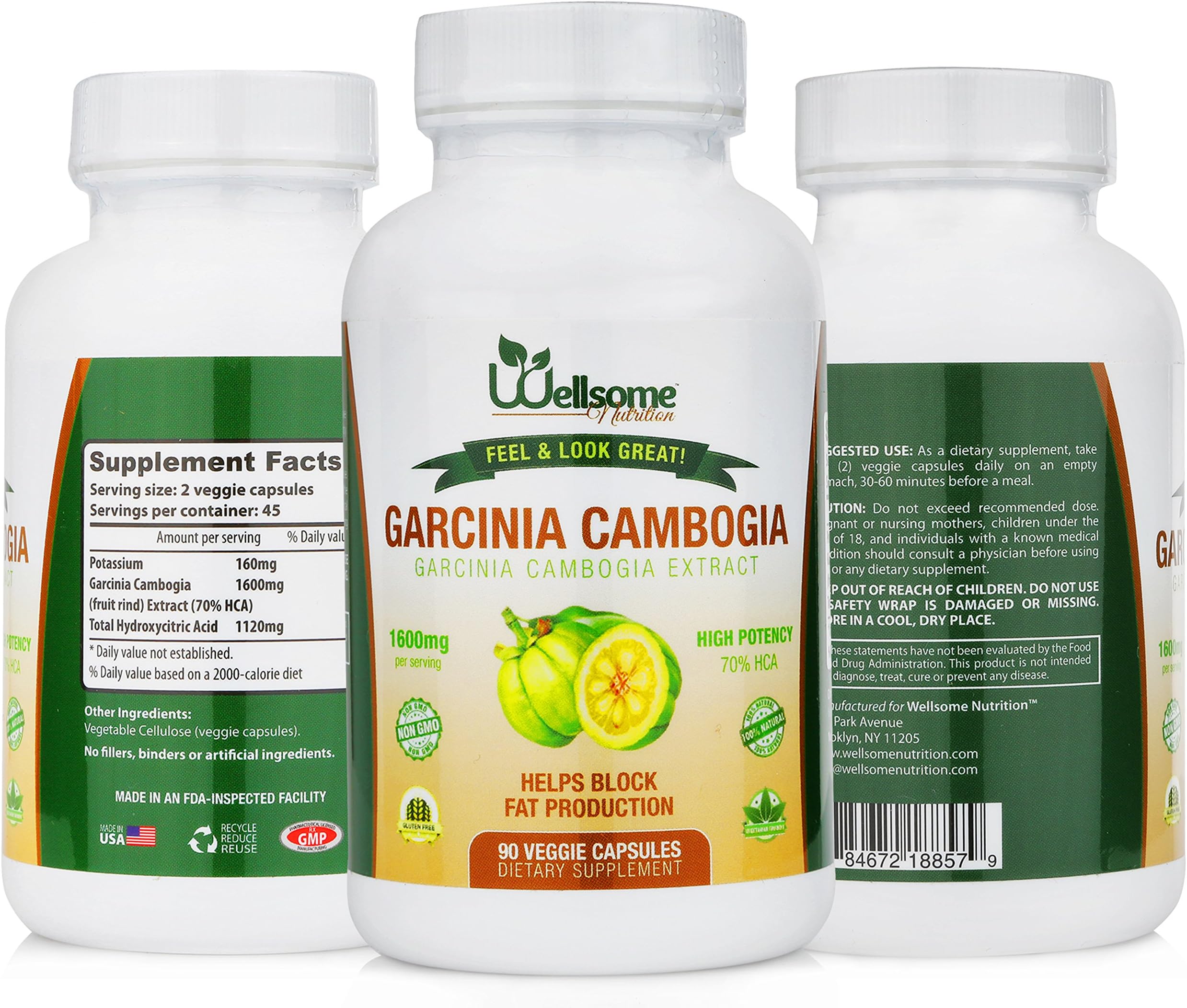 Wellsome Nutrition Garcinia Cambogia Weight Loss Suppressant - 90 Count