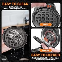 Vista 3 de Baker's Friend 4 in 1 Mini Waffle Maker with Removable Plates, Set Includes Mini Pancake, Donut, Heart Shape Waffle Makers, Compact Size, Recipe