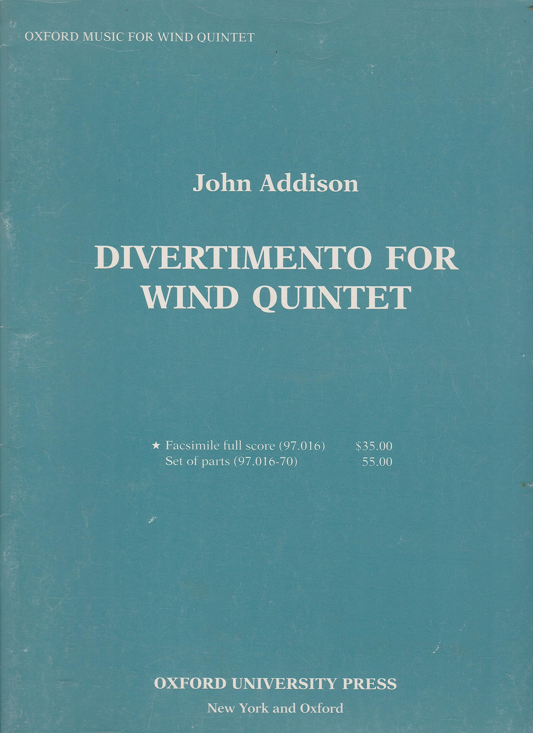 Divertimento for Wind Quintet Score partition étude rigoureuse