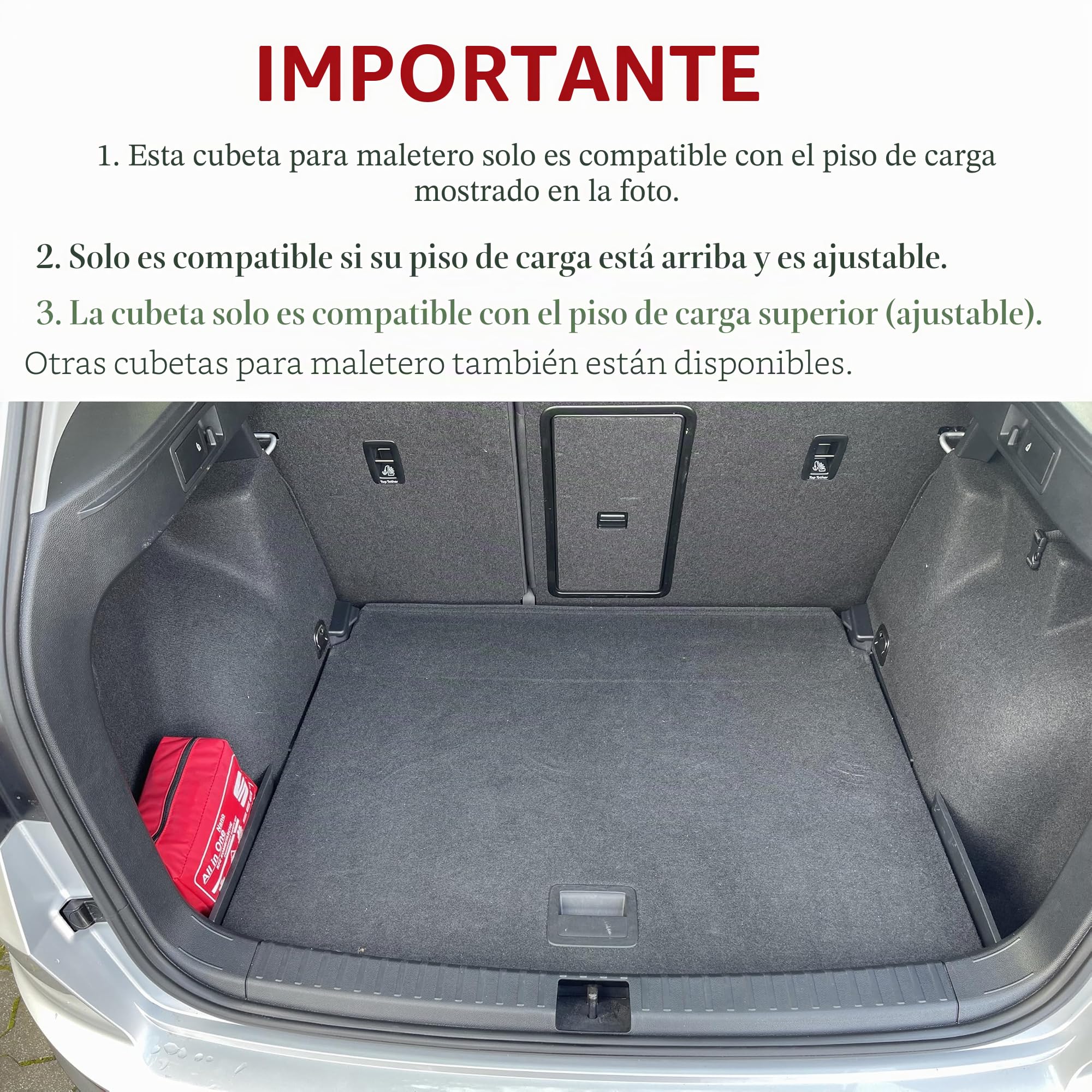 ELMASLINE Juego de alfombrillas de goma 3D y bandeja de maletero para Skoda Karoq. Nota importante: solo para suelo de carga superior (Varioflex). Base de carga variable (posición: arriba). Accesorios
