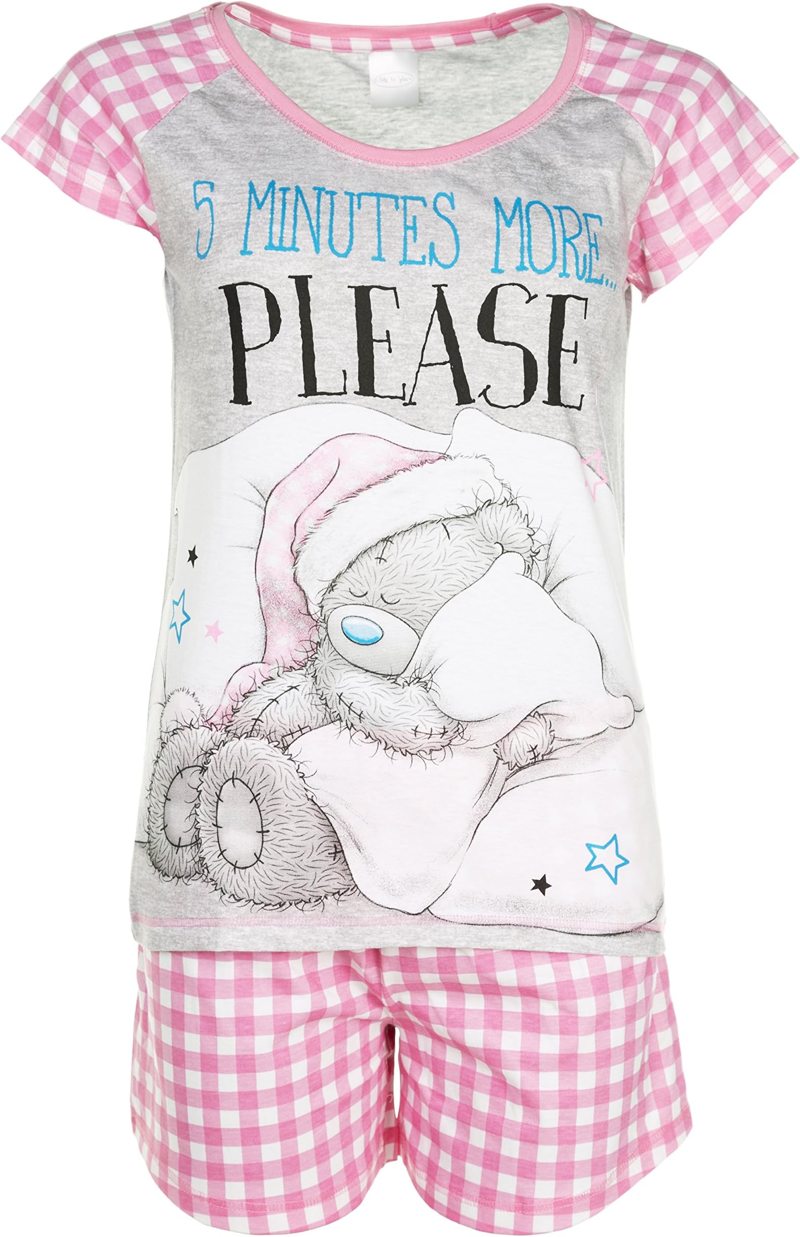 TruffleShuffle Womens Tatty Teddy 5 More Minutes Shortie Pyjamas,Pink