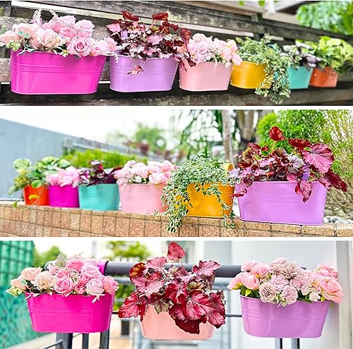 Miniatura 9 de LaLaGreen - Maceta colgante para exteriores (11.2 pulgadas, paquete de 6) rosa claro, morado claro, turquesa, rosa neón, amarillo, naranja, caja de