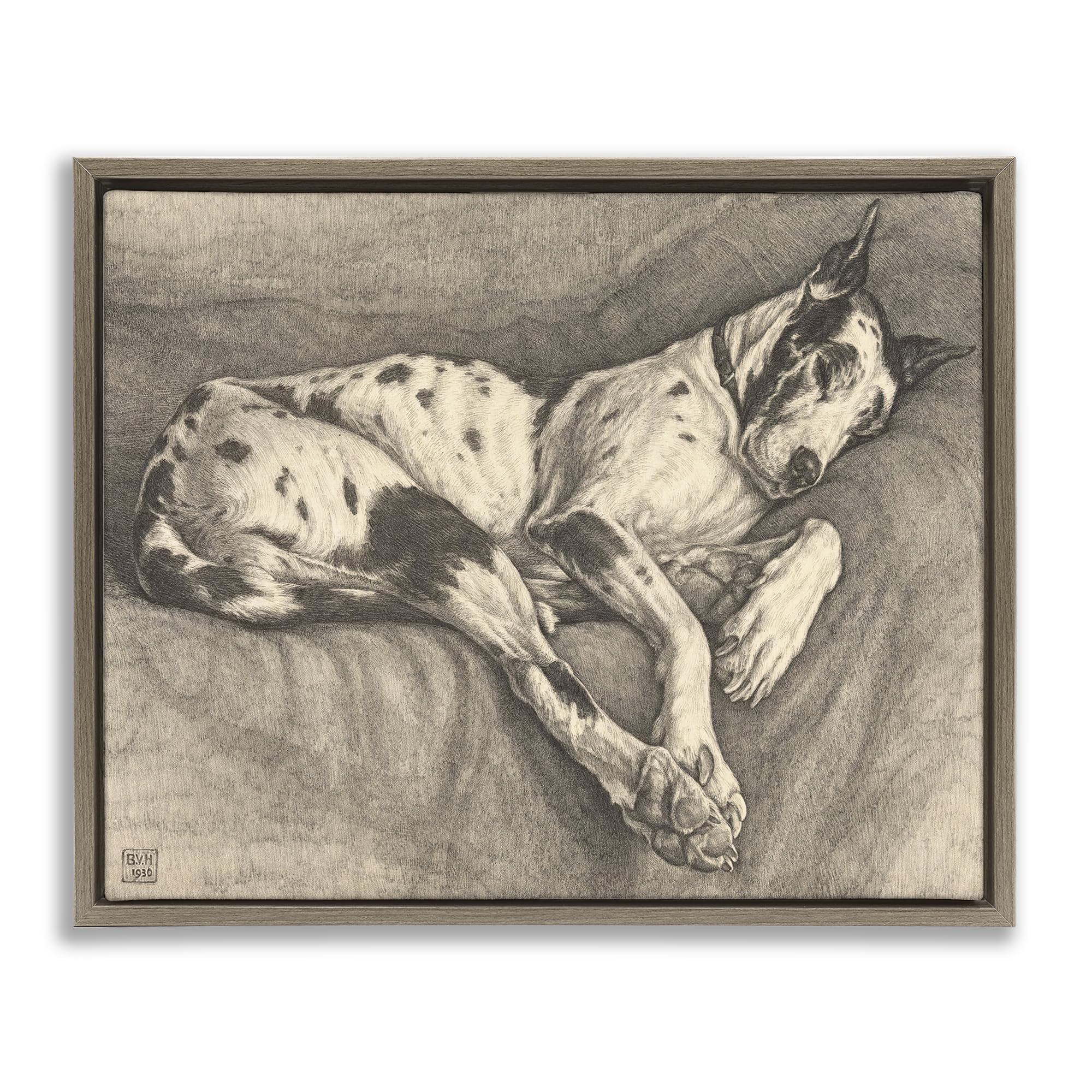 Stupell Industries Montalcino Elm (Textured) Sleeping Hound Drawing Classic, 24 X 30 Inch Canvas In Floater Frame