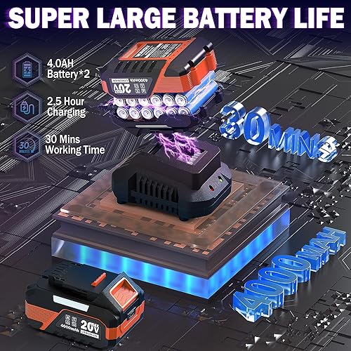 Miniatura 4 de WORKSKY Soplador de hojas inalámbrico compatible con batería Dewalt 20V Max, con 2 baterías de 4.0Ah y cargador, soplador de hojas eléctrico hasta