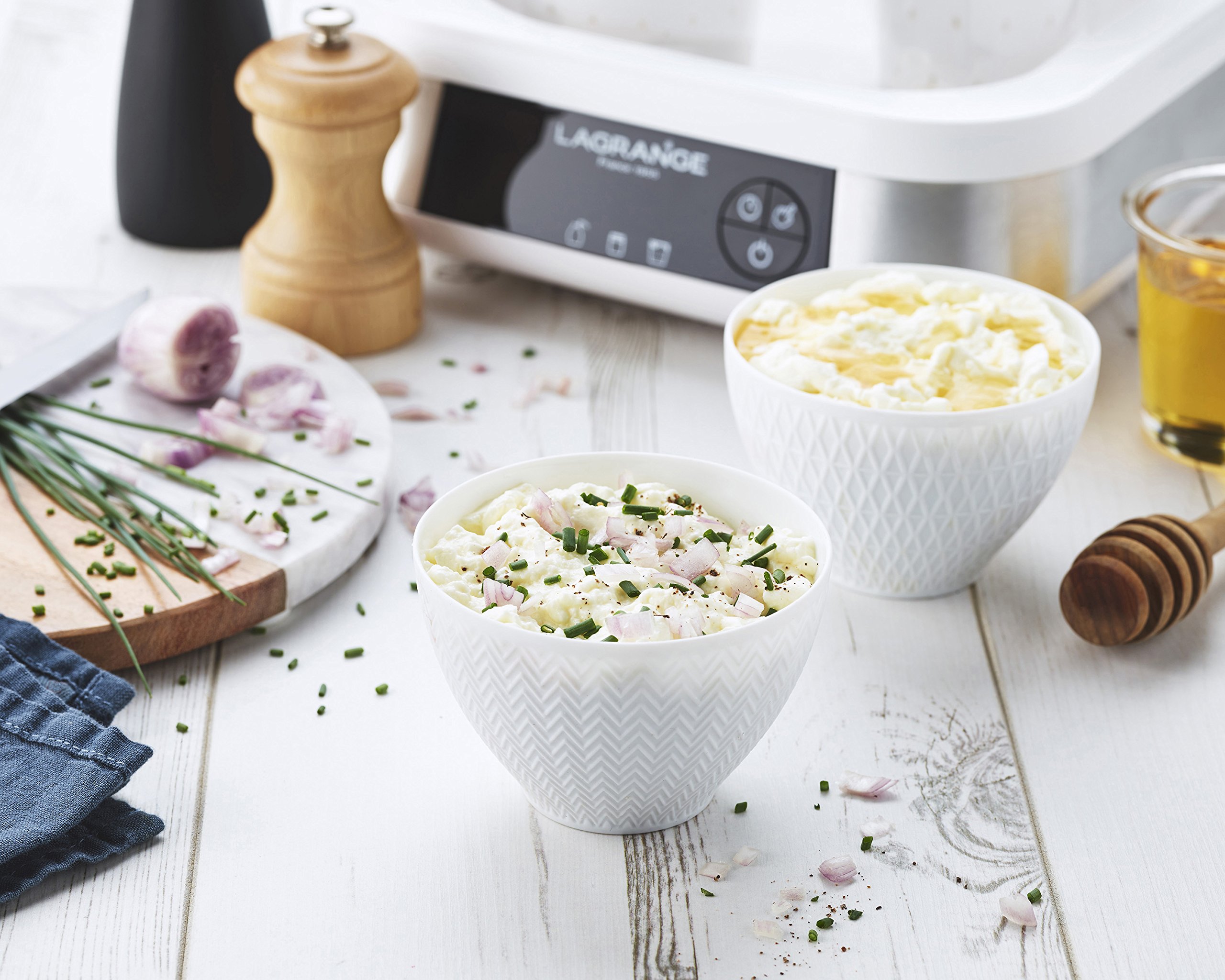 LAGRANGE, Yogurtere-romagere línea, 1,5 L, fabricación francesa, 9 tarros de cristal, 4 tarros de fajilla, programable, apagado automático, señal sonora, 18 W, 459602