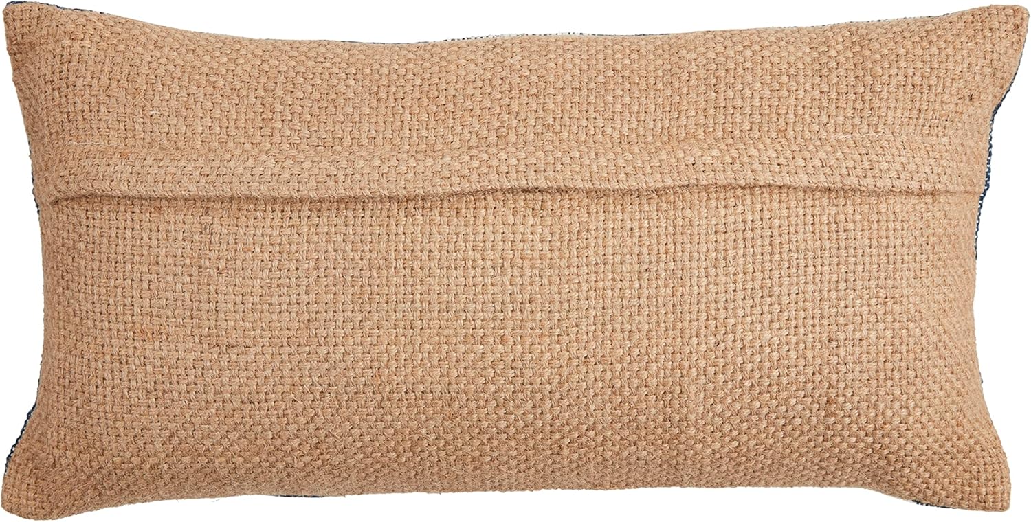 Mud Pie Lake Jute Backing Pillow, Blue